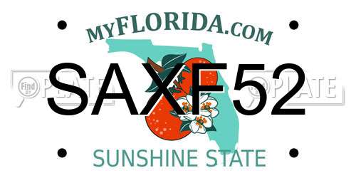 SAXF52 Florida License Plate