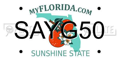 SAYG50 Florida License Plate