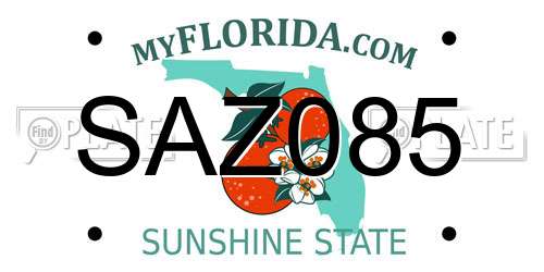 SAZ085 Florida License Plate