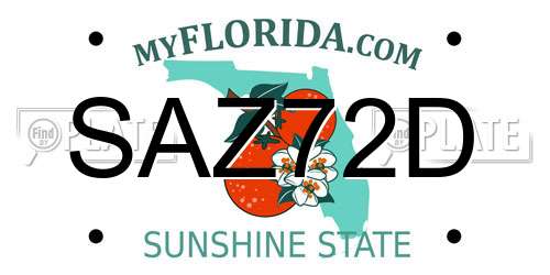 SAZ72D Florida License Plate