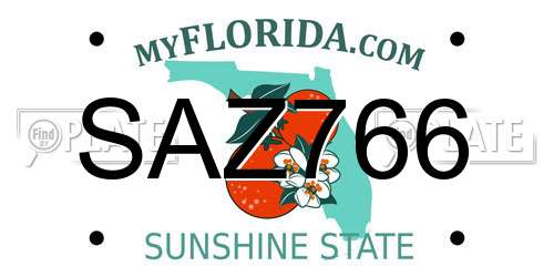 SAZ766 Florida License Plate