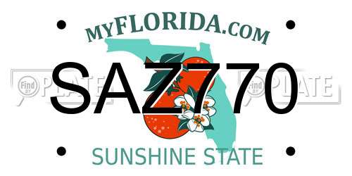 SAZ770 Florida License Plate