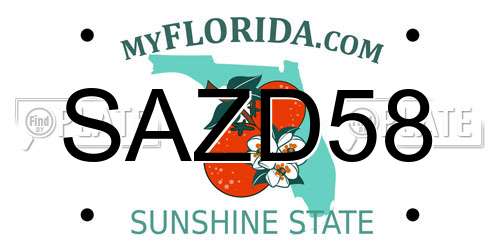 SAZD58 Florida License Plate