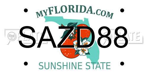 SAZD88 Florida License Plate