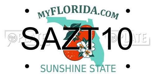 SAZT10 Florida License Plate