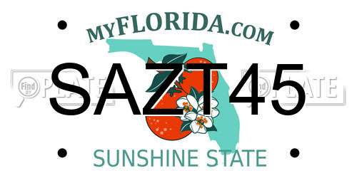 SAZT45 Florida License Plate