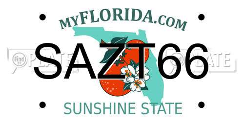 SAZT66 Florida License Plate
