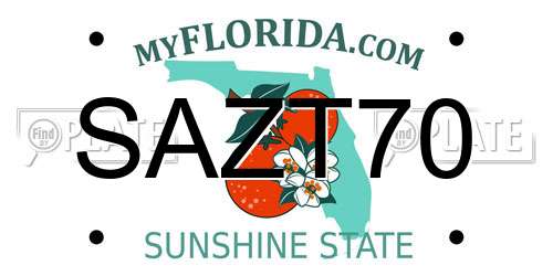 SAZT70 Florida License Plate