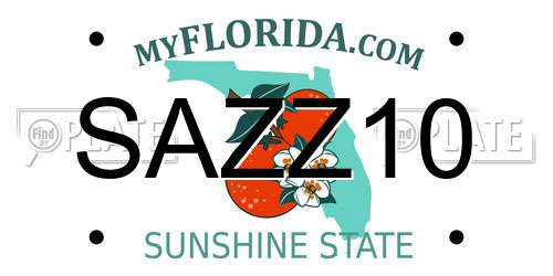 SAZZ10 Florida License Plate