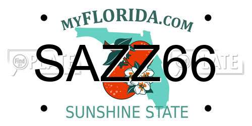 SAZZ66 Florida License Plate