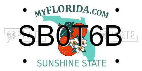 SB0T6B Florida License Plate