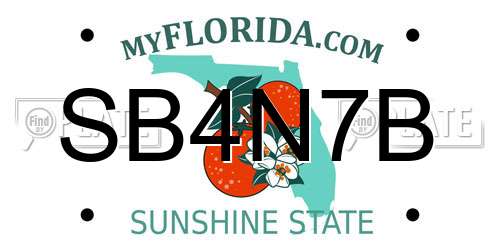 SB4N7B Florida License Plate