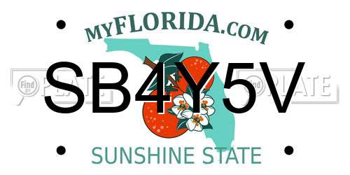SB4Y5V Florida License Plate