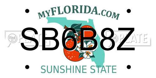 SB6B8Z Florida License Plate
