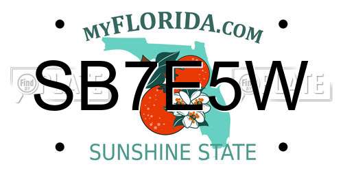 SB7E5W Florida License Plate