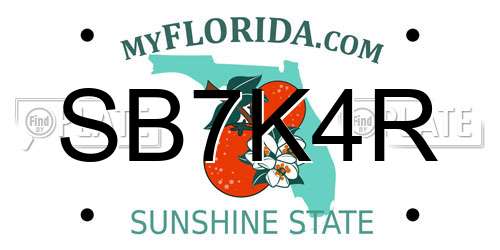 SB7K4R Florida License Plate