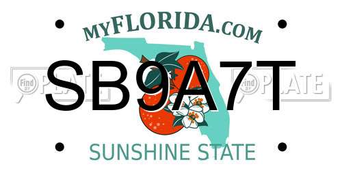 SB9A7T Florida License Plate