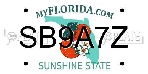 SB9A7Z Florida License Plate