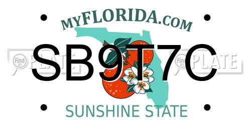 SB9T7C Florida License Plate