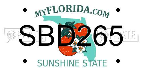SBD265 Florida License Plate