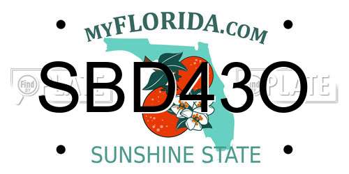SBD43O Florida License Plate