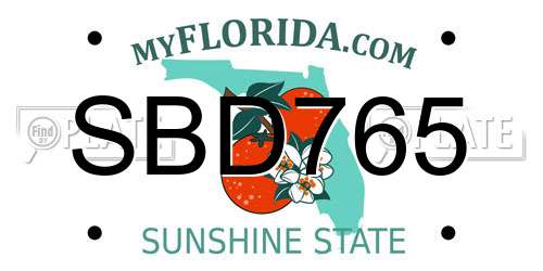 SBD765 Florida License Plate
