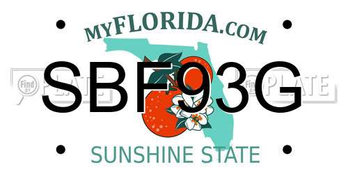 SBF93G Florida License Plate
