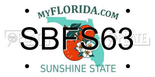 SBFS63 Florida License Plate