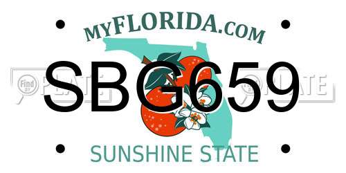 SBG659 Florida License Plate