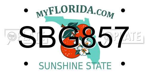 SBG857 Florida License Plate