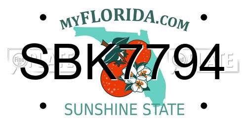 SBK7794 Florida License Plate