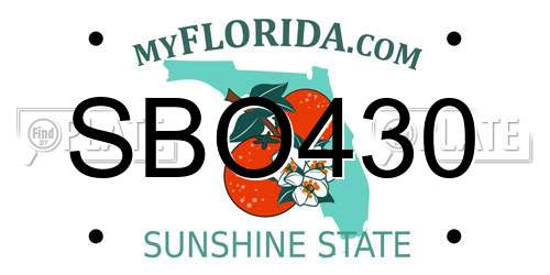 SBO430 Florida License Plate