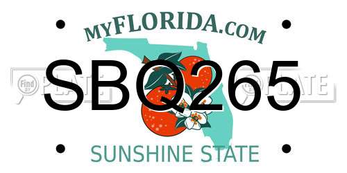 SBQ265 Florida License Plate