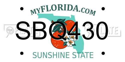 SBQ430 Florida License Plate