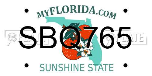 SBQ765 Florida License Plate