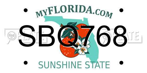 SBQ768 Florida License Plate