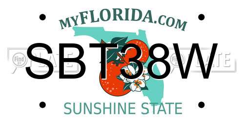 SBT38W Florida License Plate