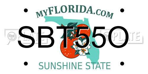 SBT55O Florida License Plate