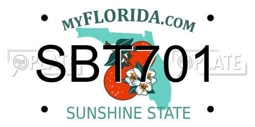 SBT701 Florida License Plate