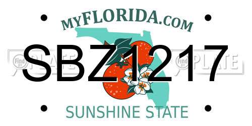 SBZ1217 Florida License Plate