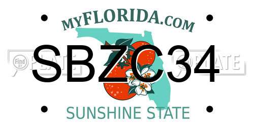 SBZC34 Florida License Plate