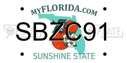 SBZC91 Florida License Plate