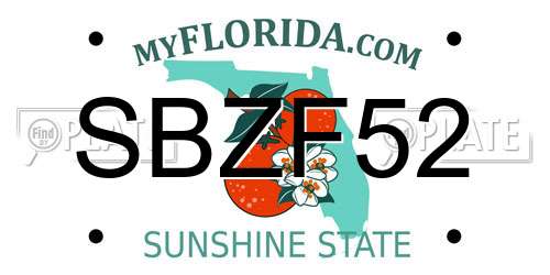 SBZF52 Florida License Plate