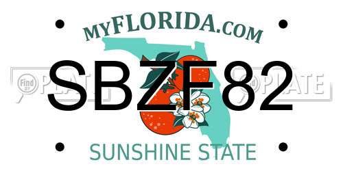 SBZF82 Florida License Plate