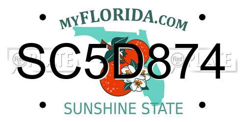 SC5D874 Florida License Plate