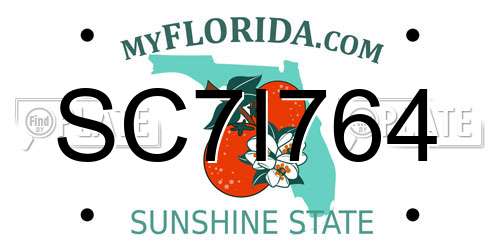 SC7I764 Florida License Plate