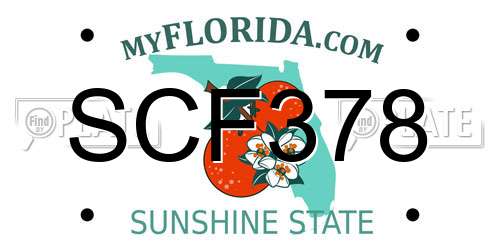 SCF378 Florida License Plate