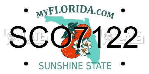 SCO7122 Florida License Plate