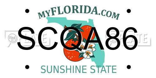 SCQA86 Florida License Plate