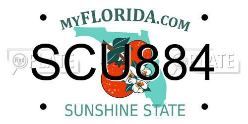 SCU884 Florida License Plate